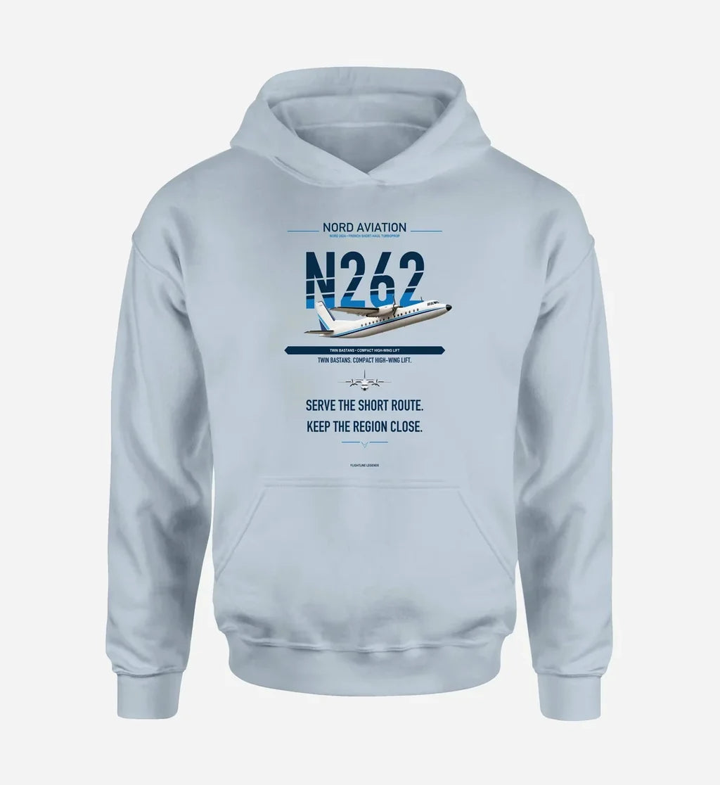 Nord 262A design on light blue hoodie single side