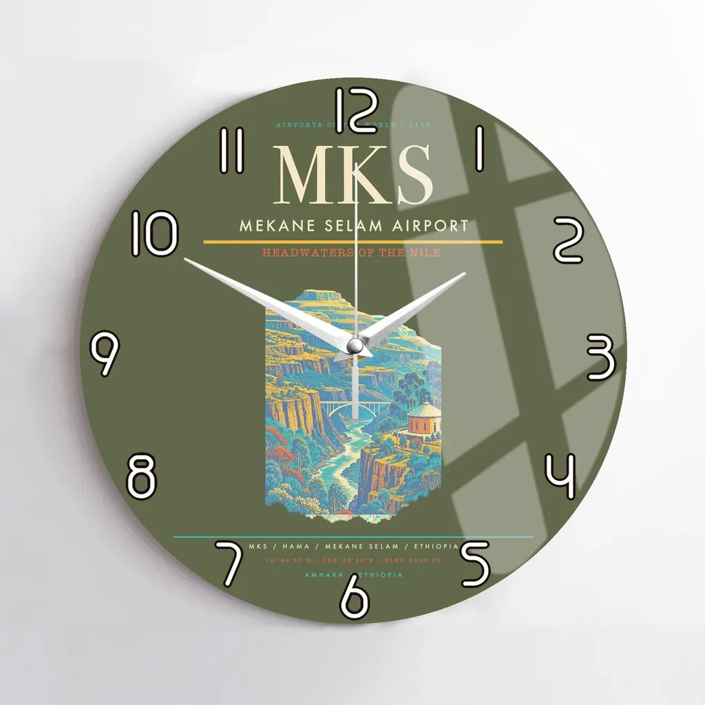 Mekane Selam Airport MKS Wall-Clock No-Frame - Green Army
