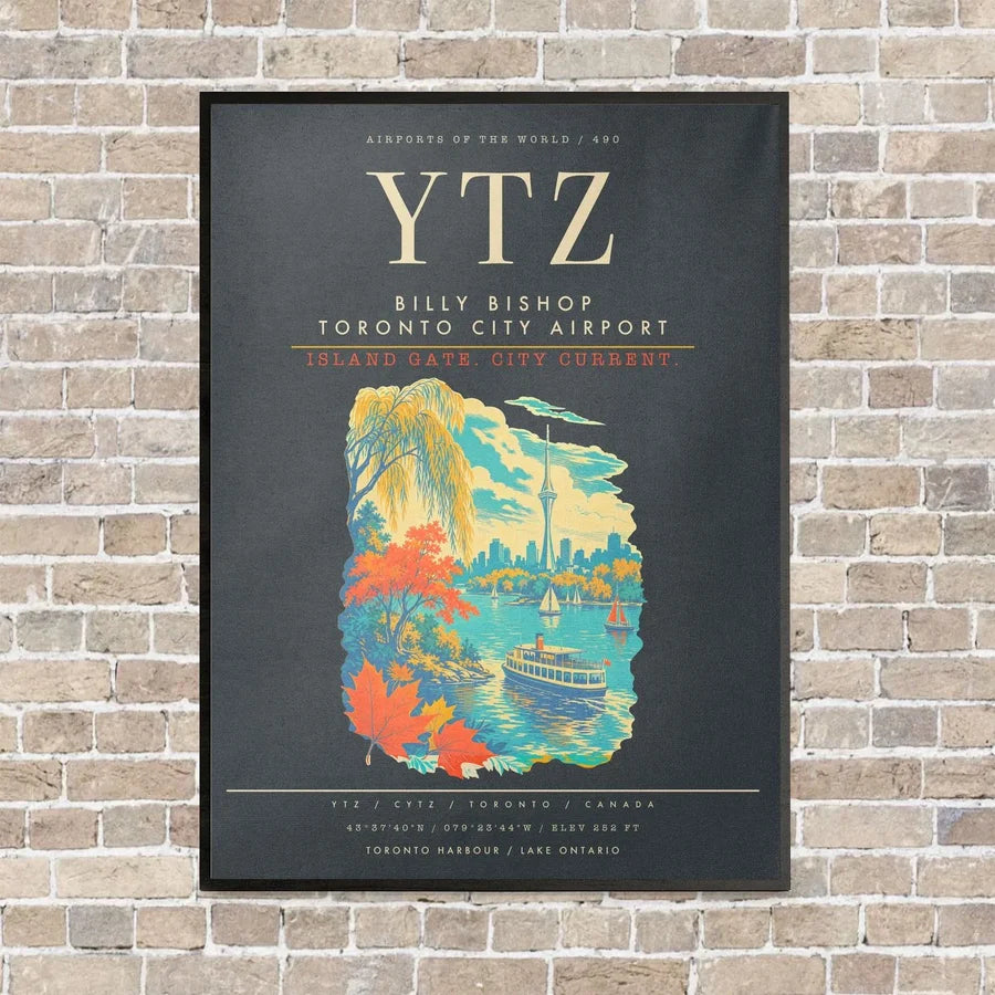 Billy Bishop Toronto City Airport YTZ - Canvas Framed - Gray