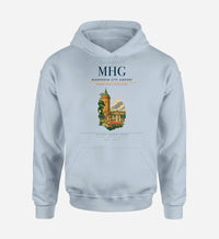Thumbnail for Mannheim City Airport (MHG) design on light blue hoodie single-side print