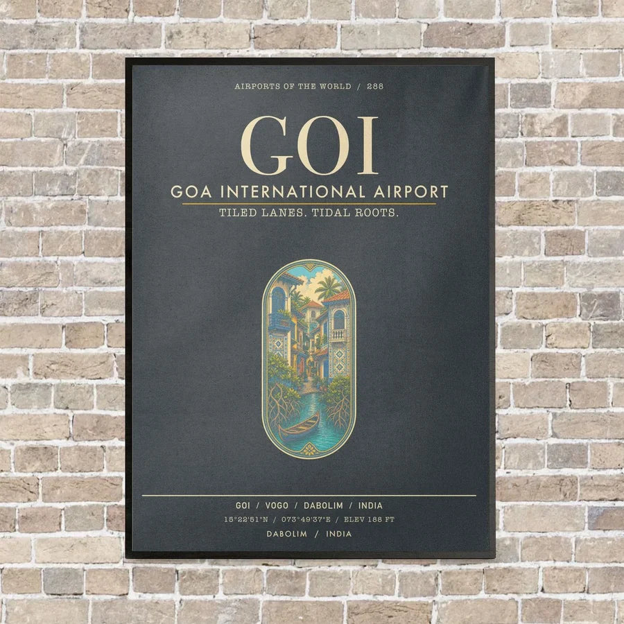 Goa International Airport Dabolim GOI - Canvas Framed - Gray