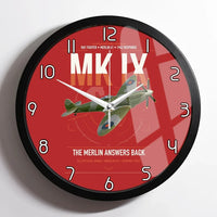 Thumbnail for Supermarine Spitfire Mk IX design on red framed wall clock