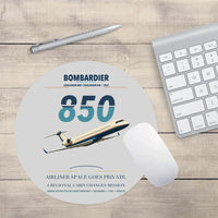 Thumbnail for Bombardier Challenger 850 design on light gray round mouse pad