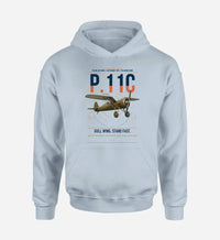 Thumbnail for PZL P.11c design on light blue double-side hoodie, single-side print