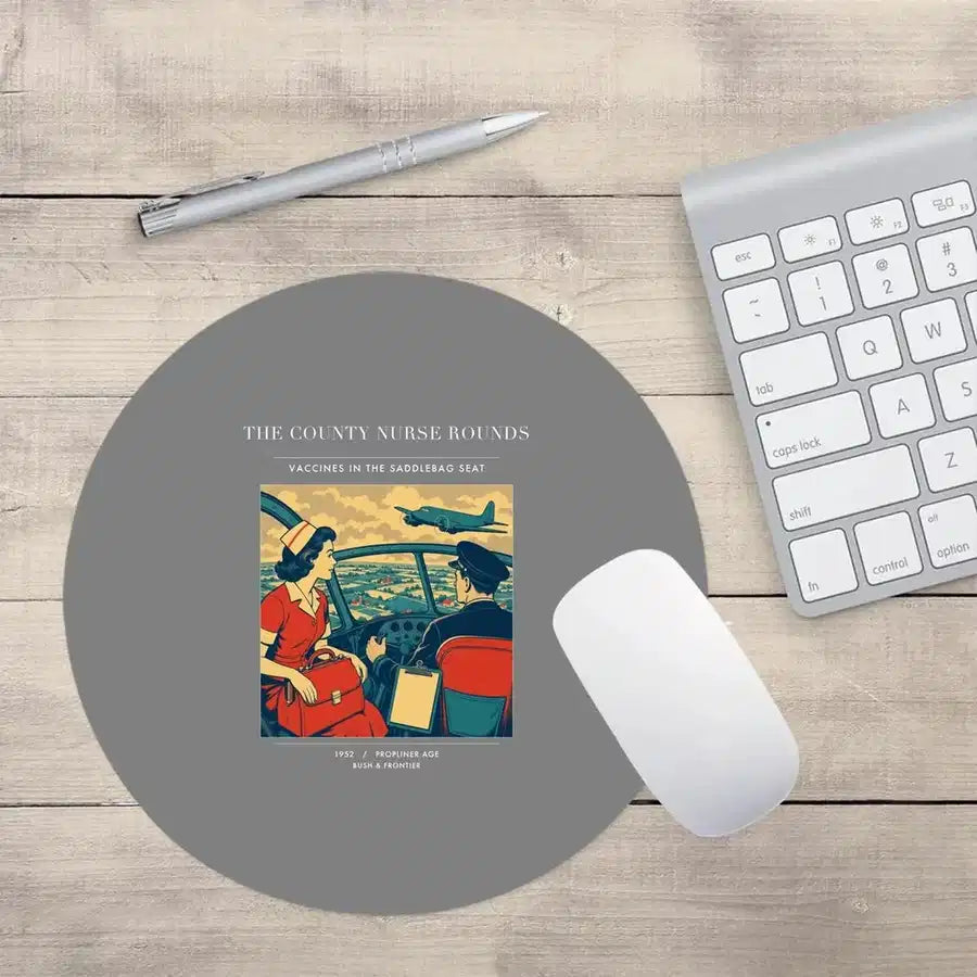 VINTAGE G4481 - The County Nurse Rounds - Designed Mouse Pads design on gray round
