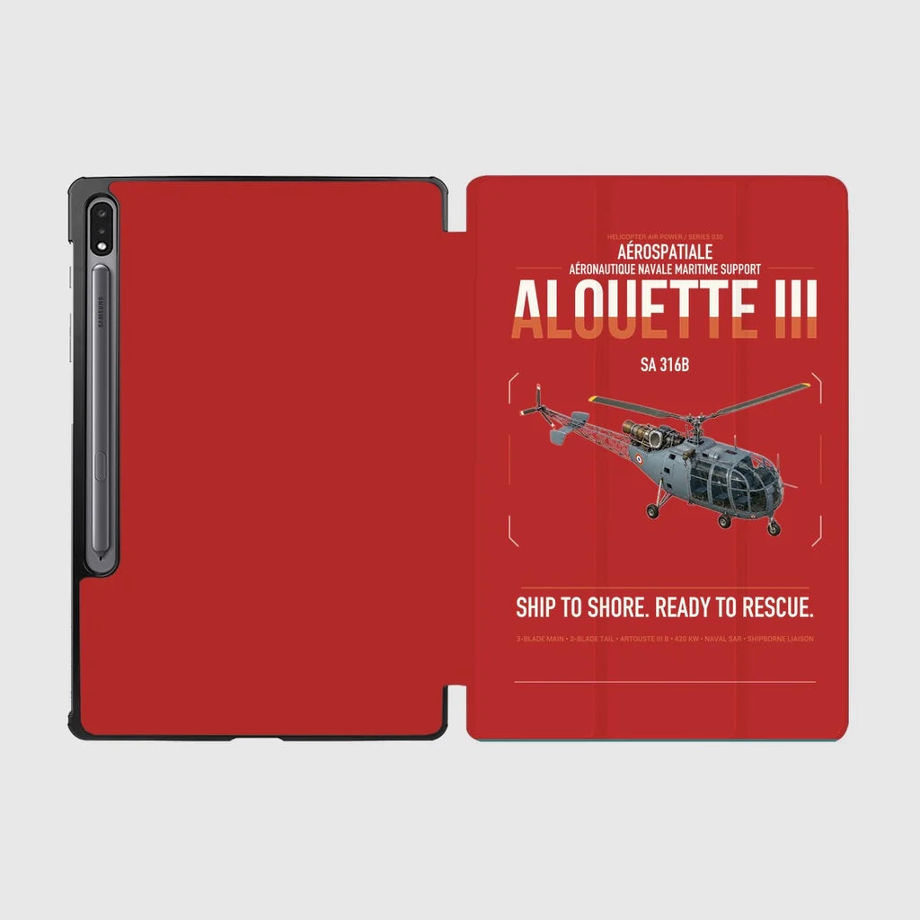Aérospatiale SA 316B Alouette III design on red samsung tablet tablet case