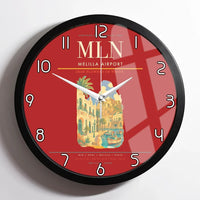 Thumbnail for Melilla Airport (MLN) design on red framed wall clock