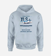 Thumbnail for Cessna Citation XLSPlus design on light blue double-side hoodie, single-side print