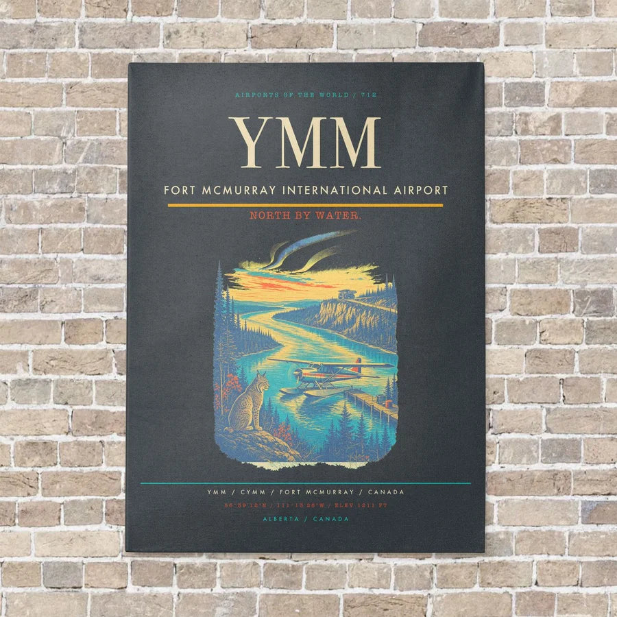 Fort McMurray International Airport YMM vertical canvas print - no frame - gray background