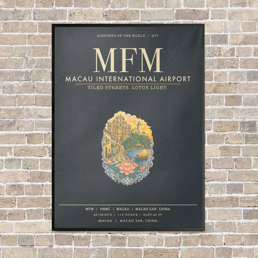 Macau International Airport MFM - Canvas Framed - Gray