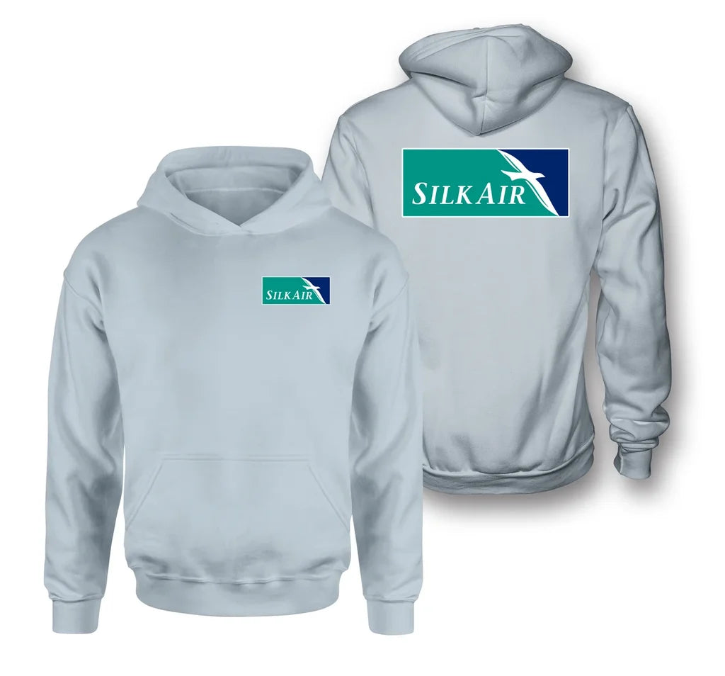 SilkAir logo on light blue double side hoodie