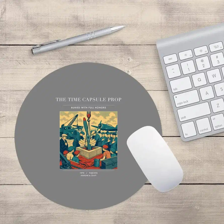 VINTAGE G4428 - The Time Capsule Prop - Designed Mouse Pads design on gray round