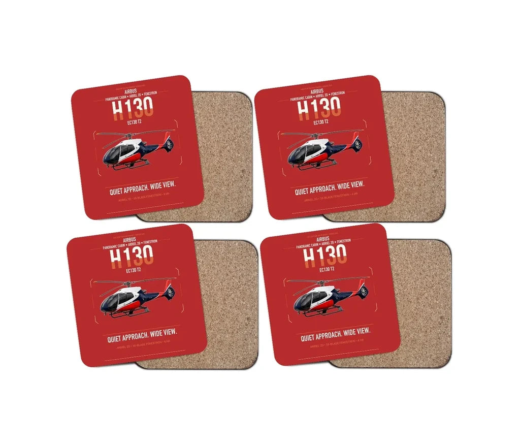 Airbus H130 design on red 4 pieces set coaster