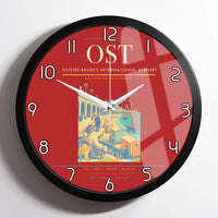 Thumbnail for Ostend-Bruges International Airport (OST) design on red framed wall clock