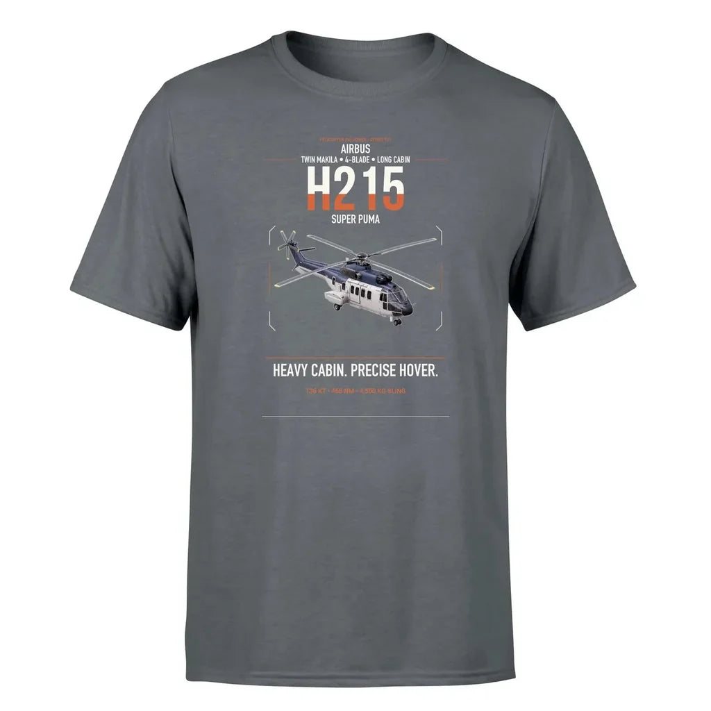 Airbus H215 design on gray t-shirt, single-side print