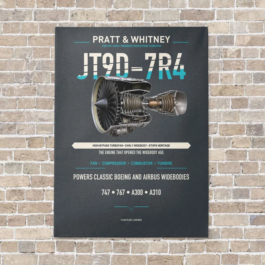 JT9D-7R4 vertical canvas print - no frame - gray background