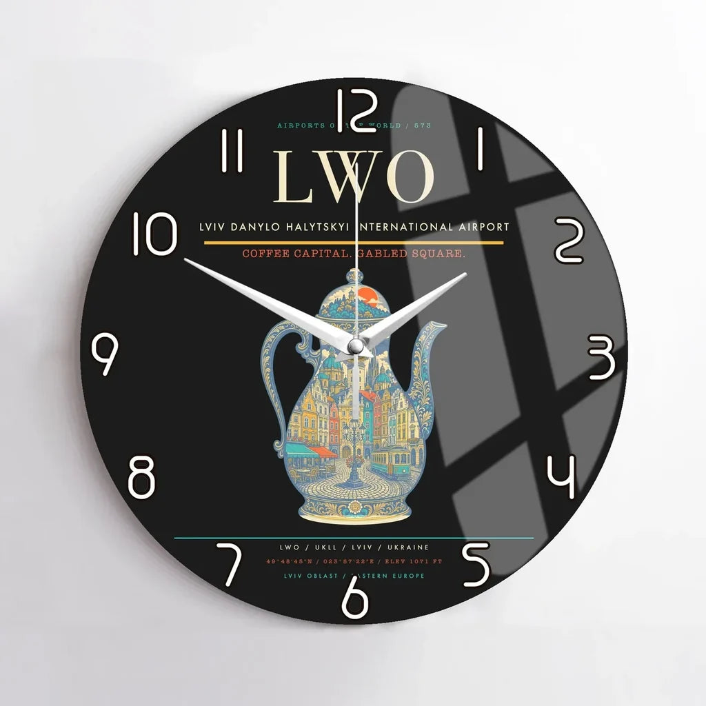 Lviv Danylo Halytskyi International Airport LWO Wall-Clock No-Frame - Black