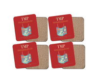 Thumbnail for Tampere-Pirkkala Airport (TMP) design on red 4 pieces set coaster