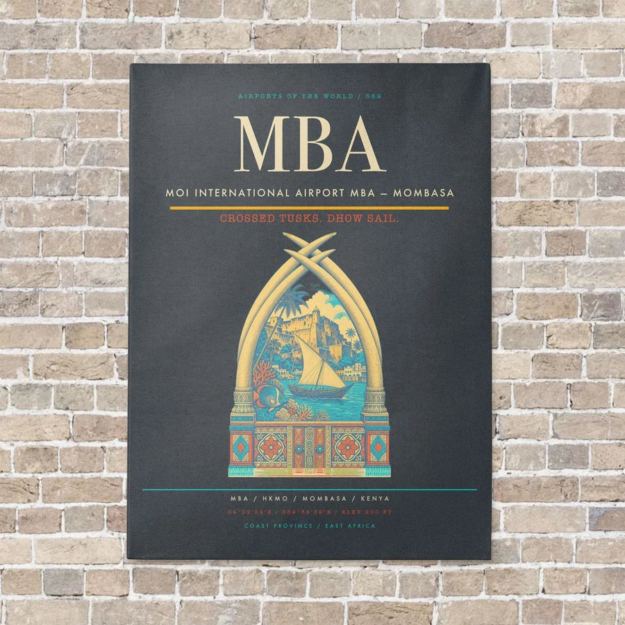 Moi International Airport MBA — Mombasa vertical canvas print - no frame - gray background