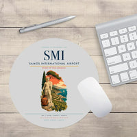 Thumbnail for Samos International Airport (SMI) design on light gray round mouse pad