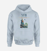 Thumbnail for Iqaluit Airport (YFB) design on light blue hoodie single-side print