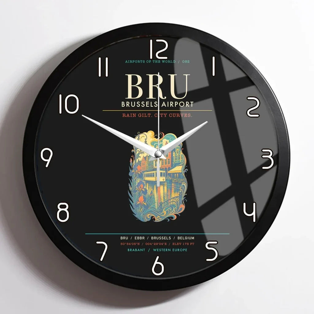 Brussels Airport BRU Wall-Clock Framed - Black