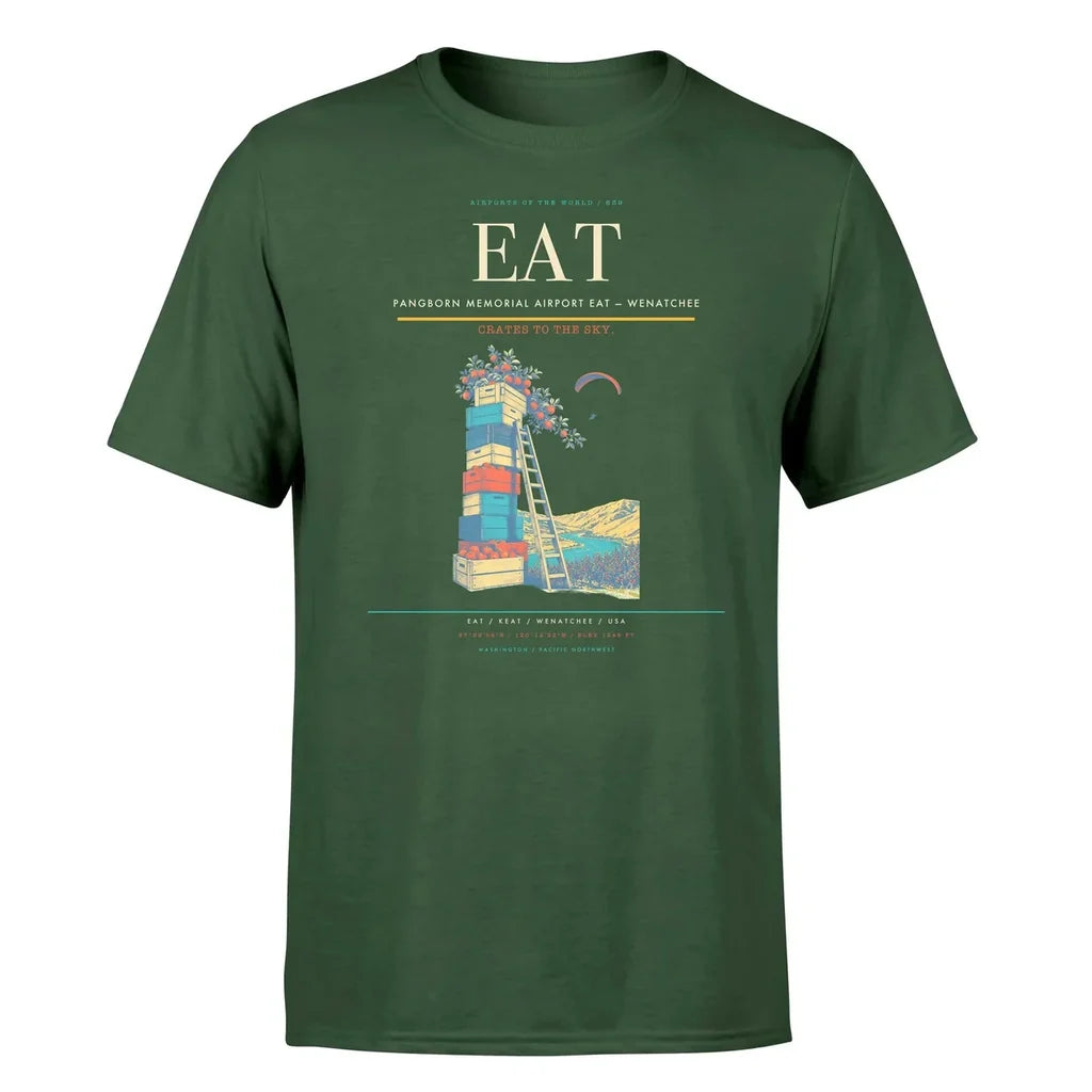 Pangborn Memorial Airport (EAT) T-Shirt single-side front print in Dark Green | pangborn-memorial-airport-eat-double-side-t-shirt