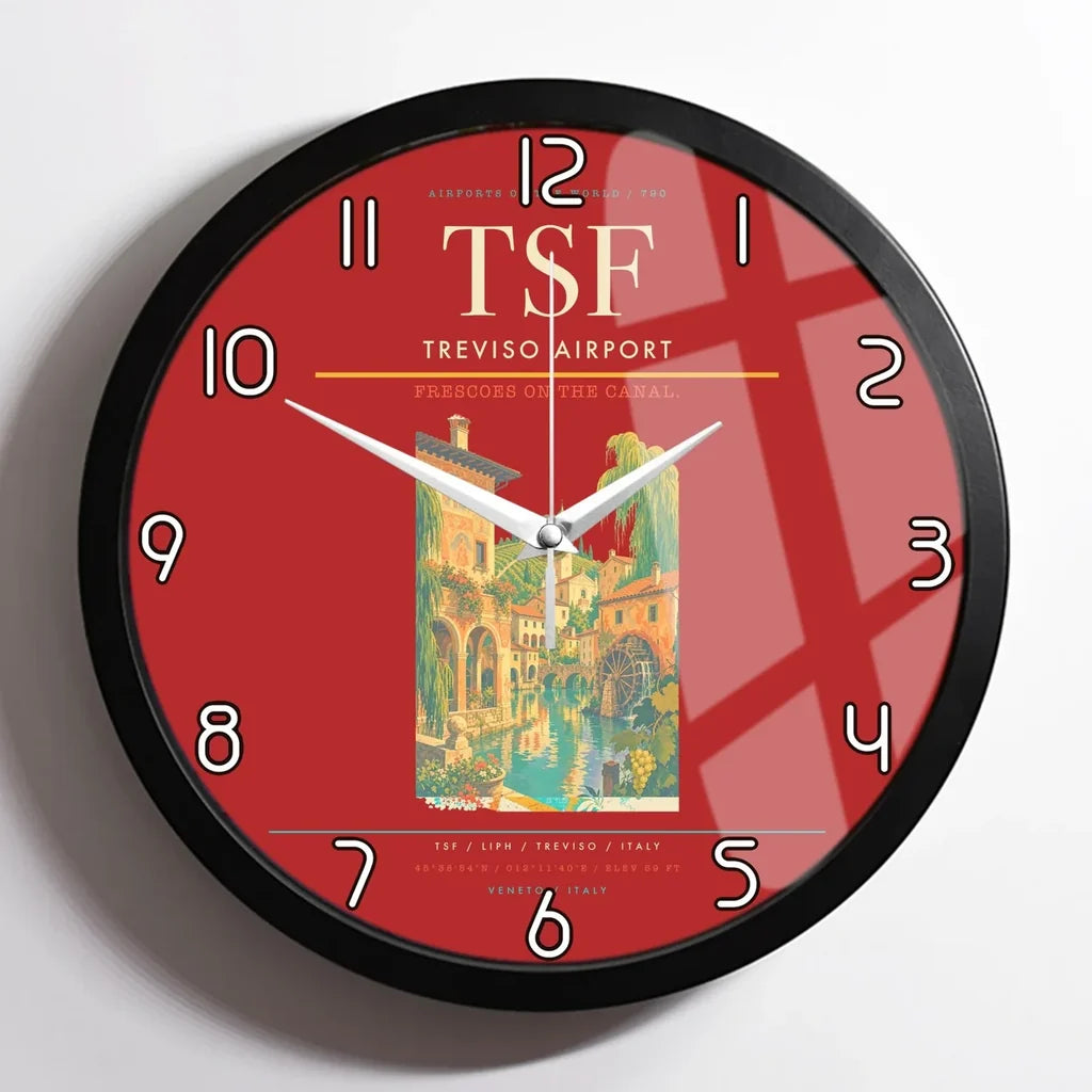 Treviso Airport (TSF) design on red framed wall clock