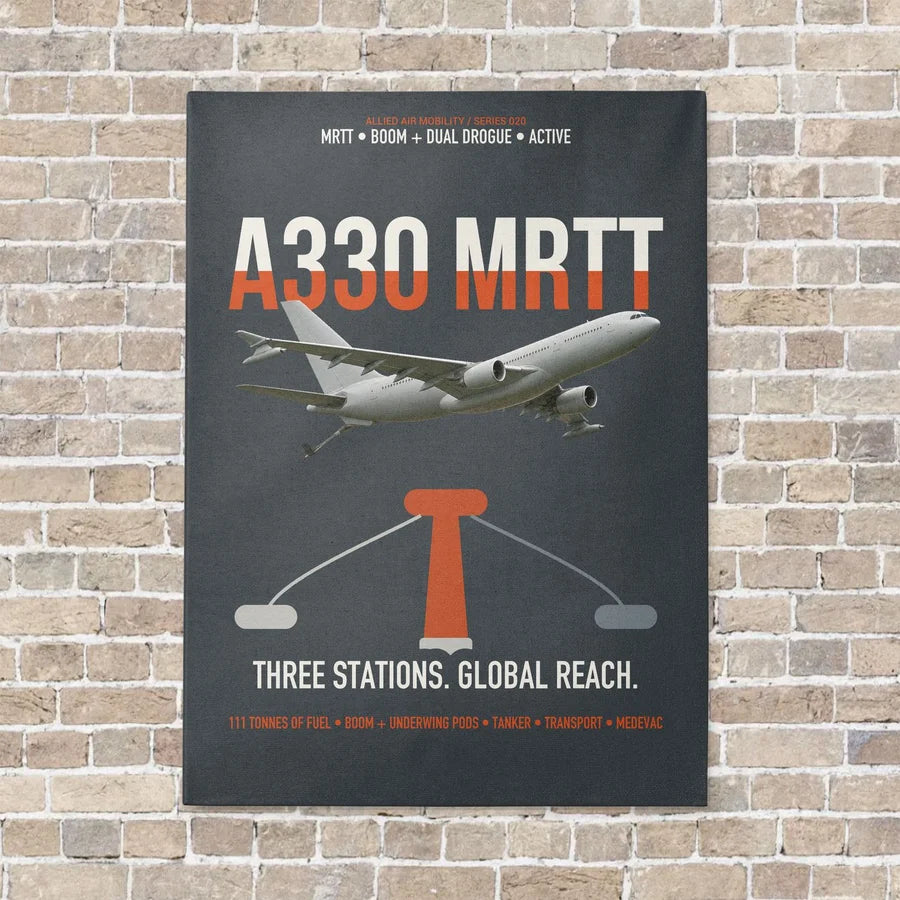 Airbus A330 MRTT vertical canvas print - no frame - gray background