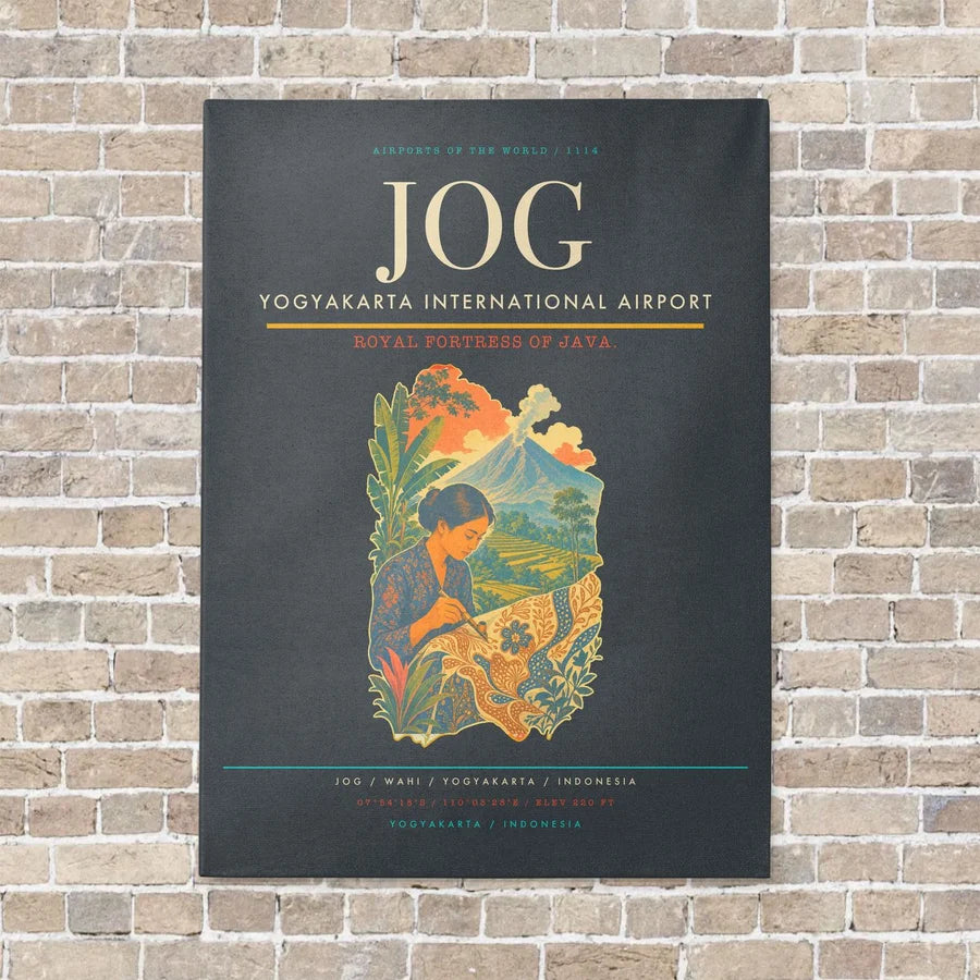 Yogyakarta International Airport JOG vertical canvas print - no frame - gray background