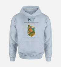 Thumbnail for Perpignan–Rivesaltes Airport (PGF) design on light blue hoodie single-side print