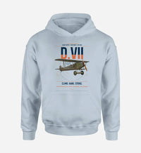 Thumbnail for Fokker D.VII design on light blue double-side hoodie, single-side print