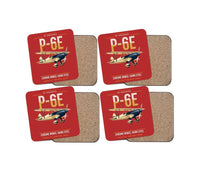 Thumbnail for Curtiss P-6E Hawk design on red 4 pieces set coaster