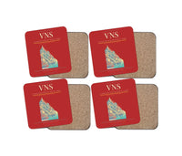 Thumbnail for Lal Bahadur Shastri International Airport (VNS) design on red 4 pieces set coaster