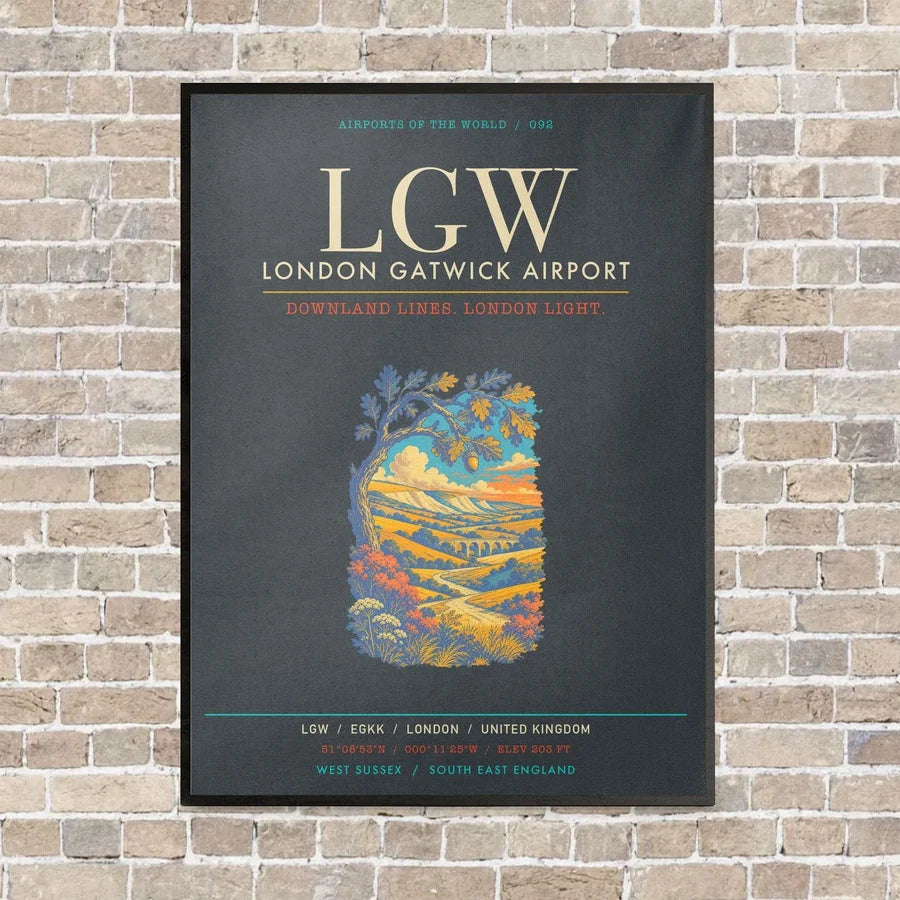 London Gatwick Airport LGW - Canvas Framed - Gray