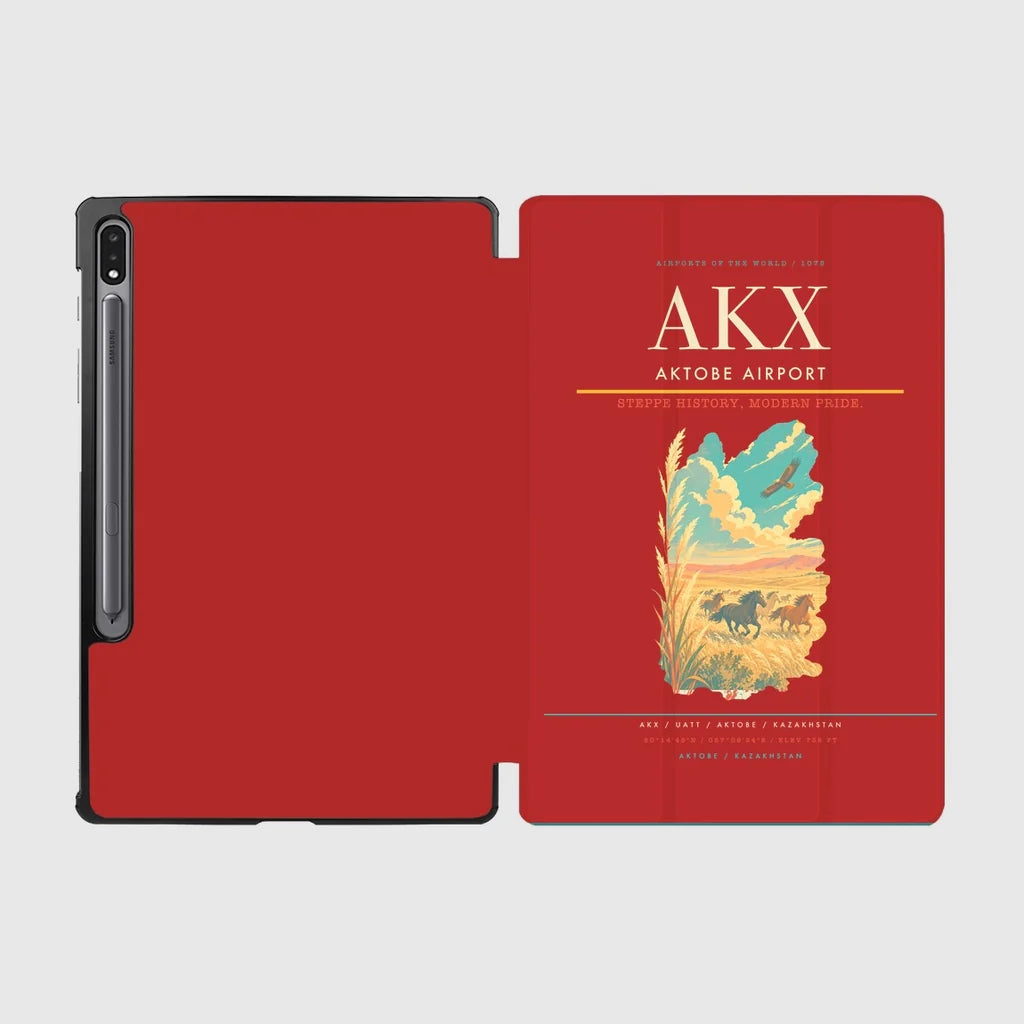 Aktobe Airport (AKX) design on red samsung tablet tablet case