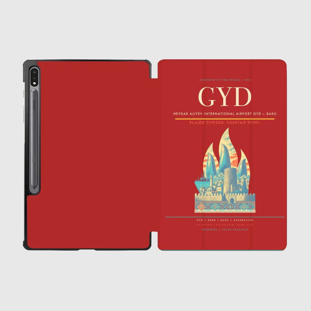 Heydar Aliyev International Airport (GYD) design on red samsung tablet tablet case