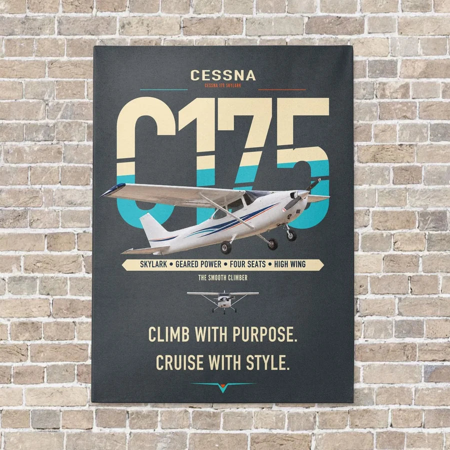 Cessna 175 Skylark vertical canvas print - no frame - gray background