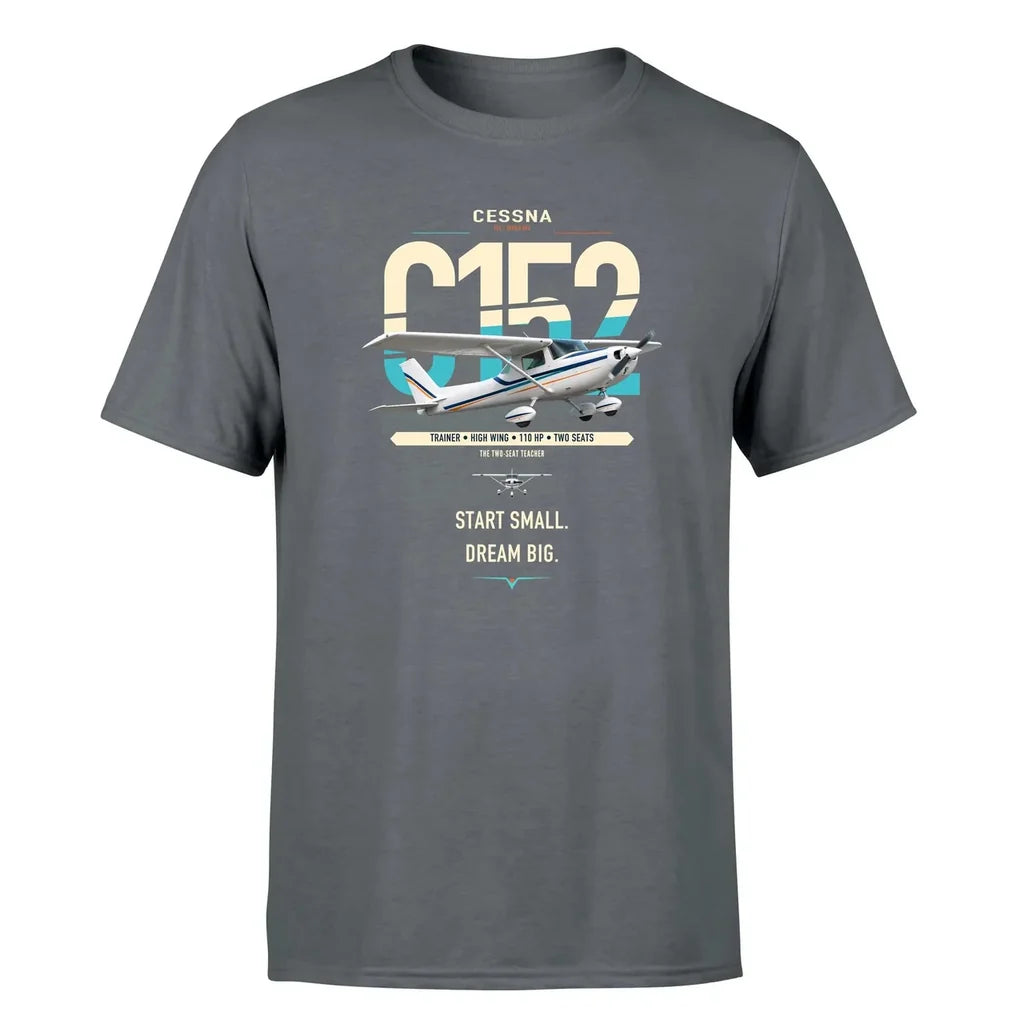 Cessna 152 design on gray t-shirt, single-side print