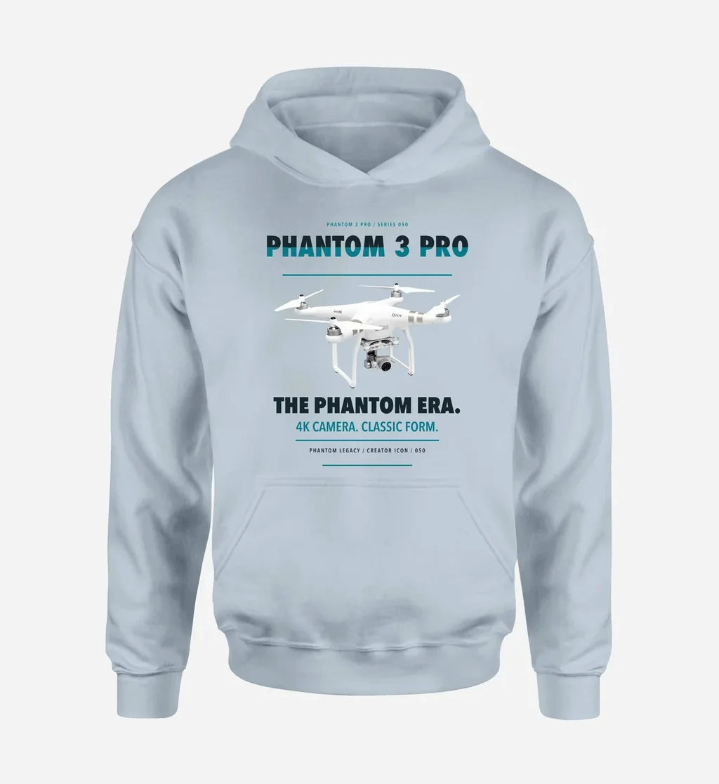 DJI Phantom 3 Professional design on light blue hoodie single side