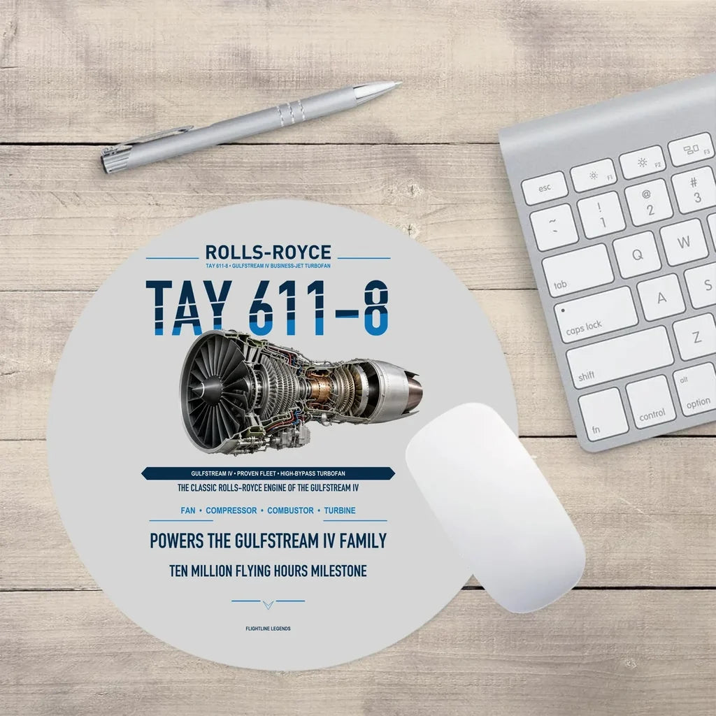 TAY 611-8 design on light gray round mouse pad
