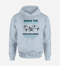 Thumbnail for DJI Agras T50 design on light blue hoodie single side