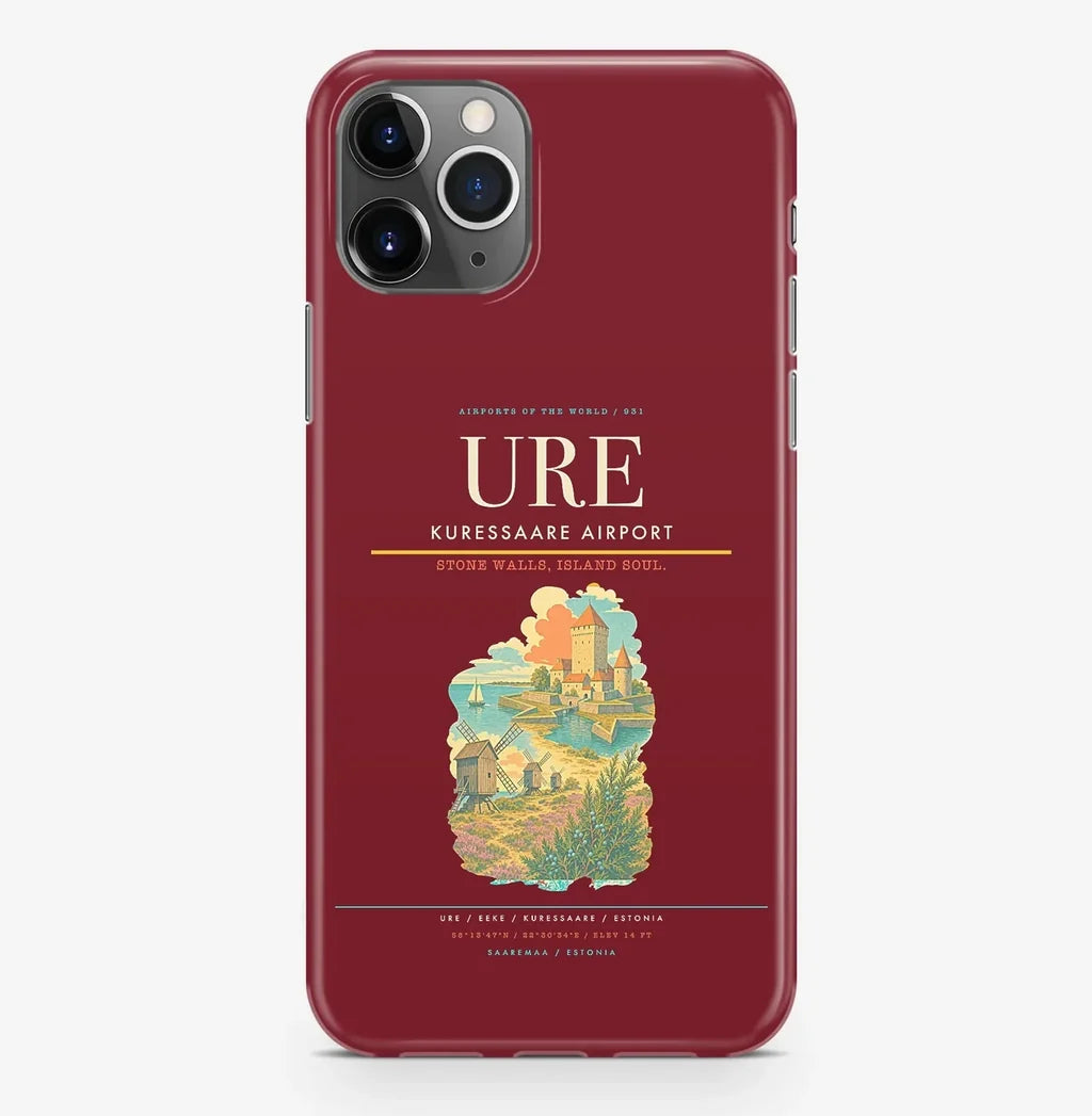Kuressaare Airport (URE) design on dark red iPhone 16 Pro MagSafe case