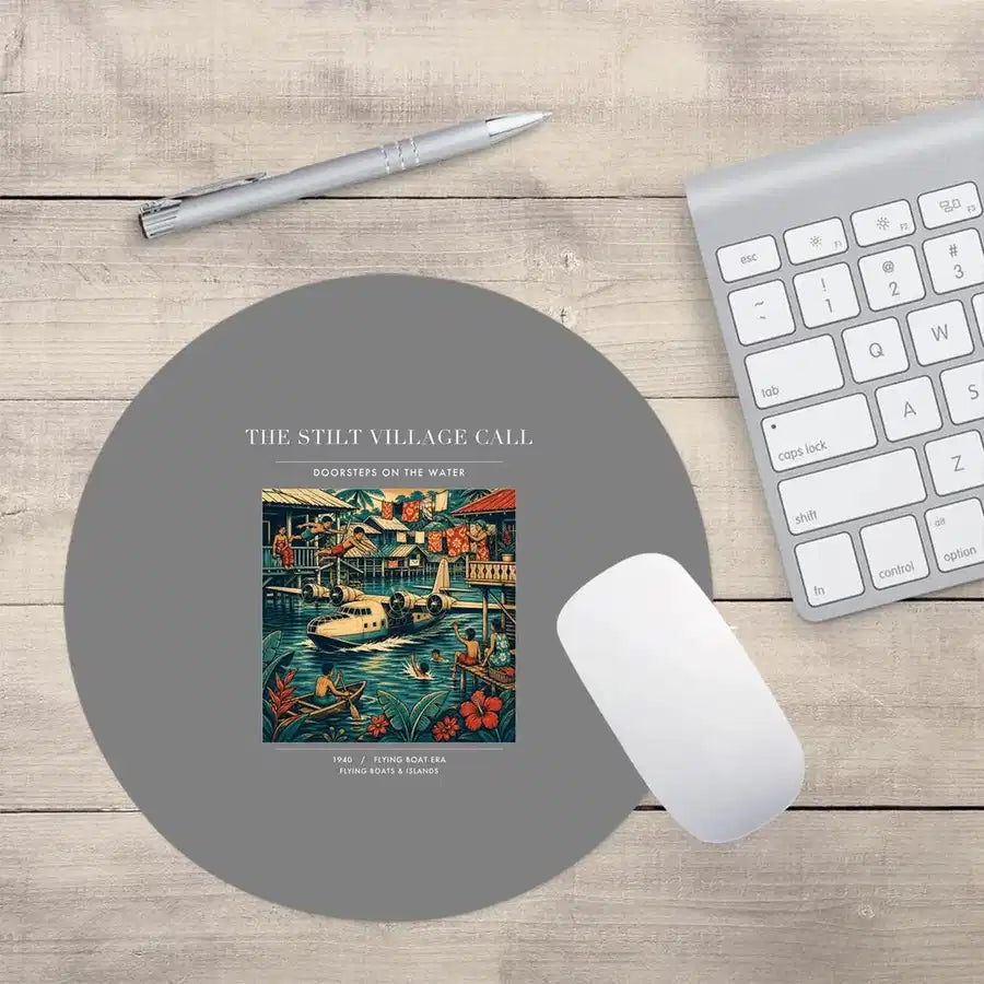 VINTAGE G4275 - The Stilt Village Call - Designed Mouse Pads design on gray round