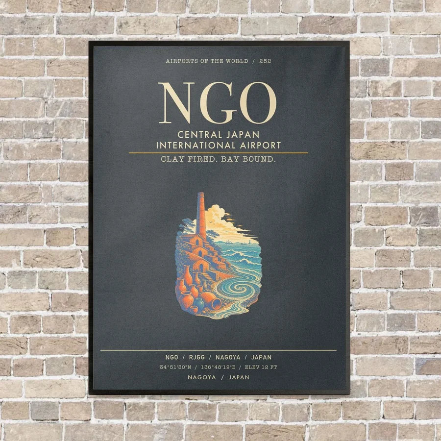 Central Japan International Airport NGO - Canvas Framed - Gray