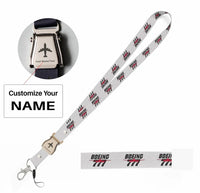 Thumbnail for Amazing Boeing 777 seat belt lanyard - white with name