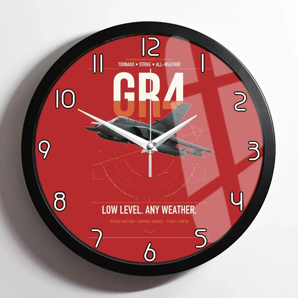 Panavia Tornado GR4 design on red framed wall clock