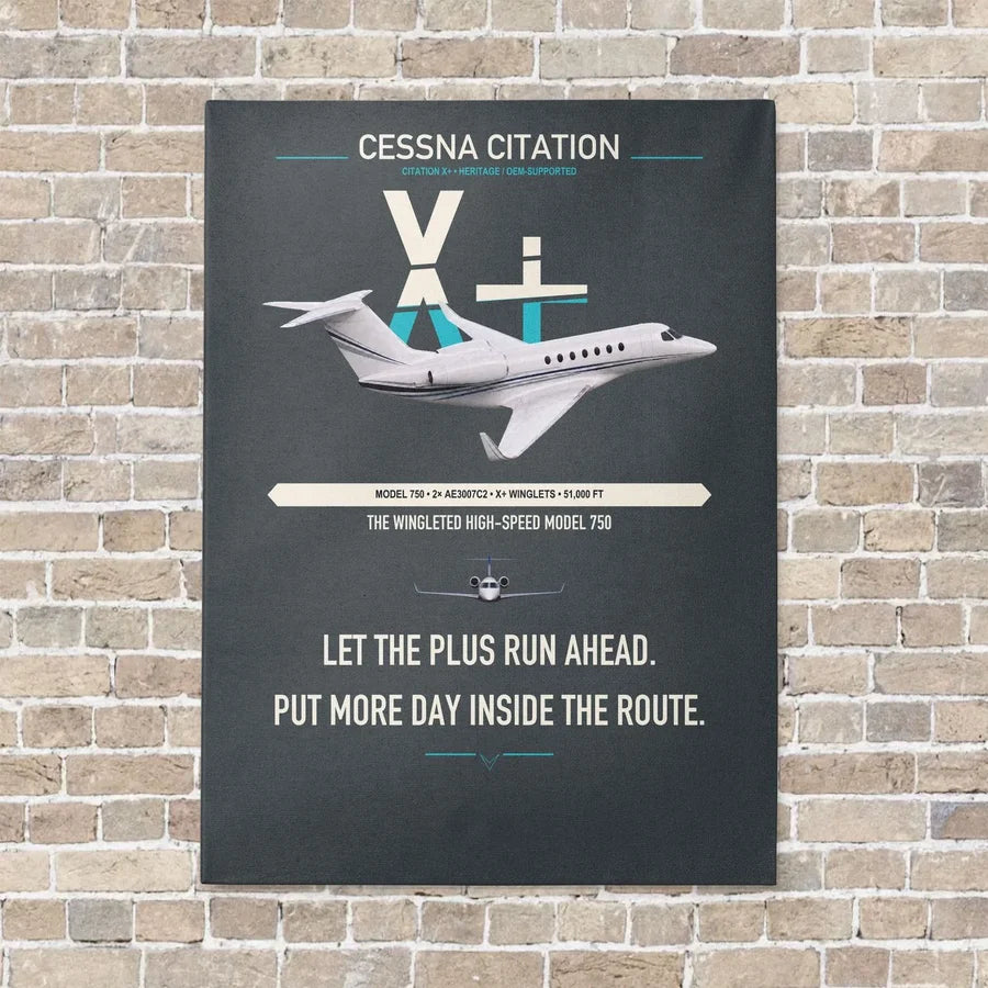 Cessna Citation X+ vertical canvas print - no frame - gray background