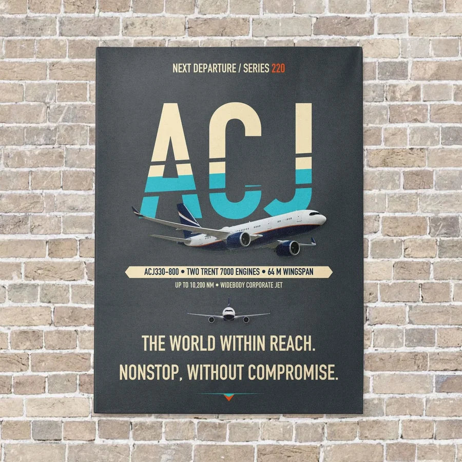 Airbus ACJ330neo / exact ACJ330-800 vertical canvas print - no frame - gray background