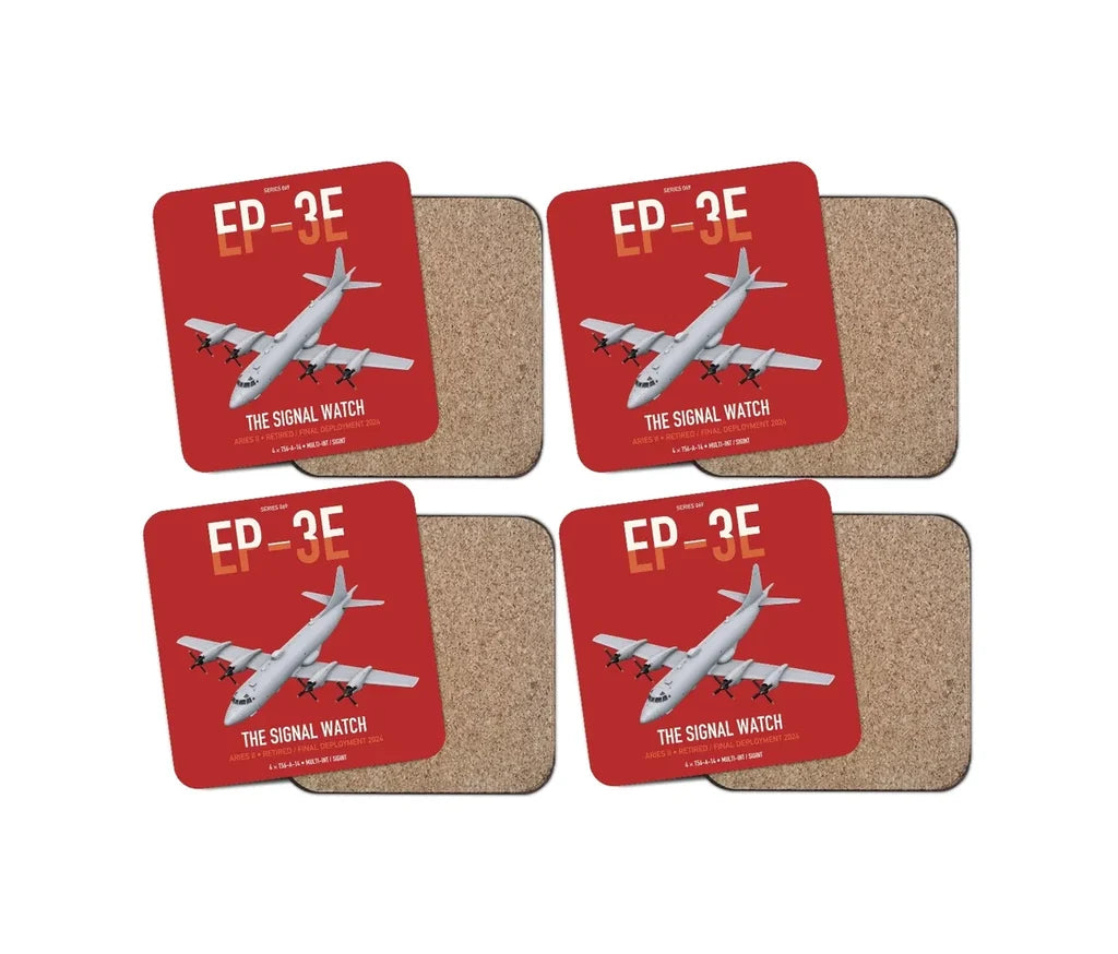 EP-3E ARIES II design on red 4 pieces set coaster